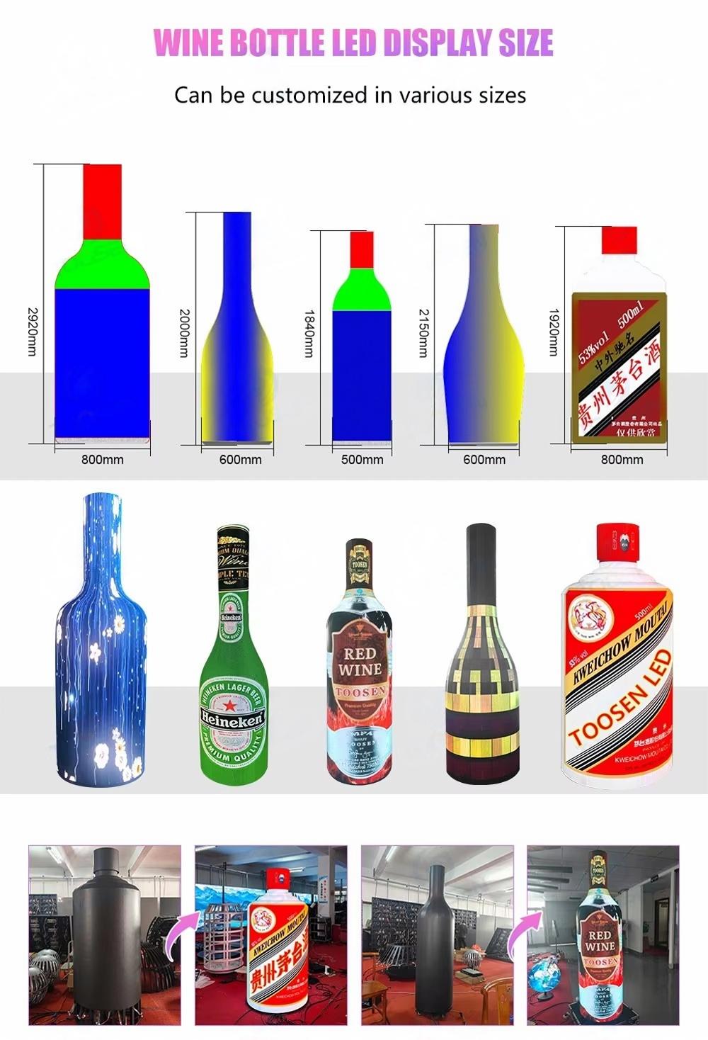LED Beer Wine Bottle Display Screen - Customizable Indoor/Outdoor Advertising