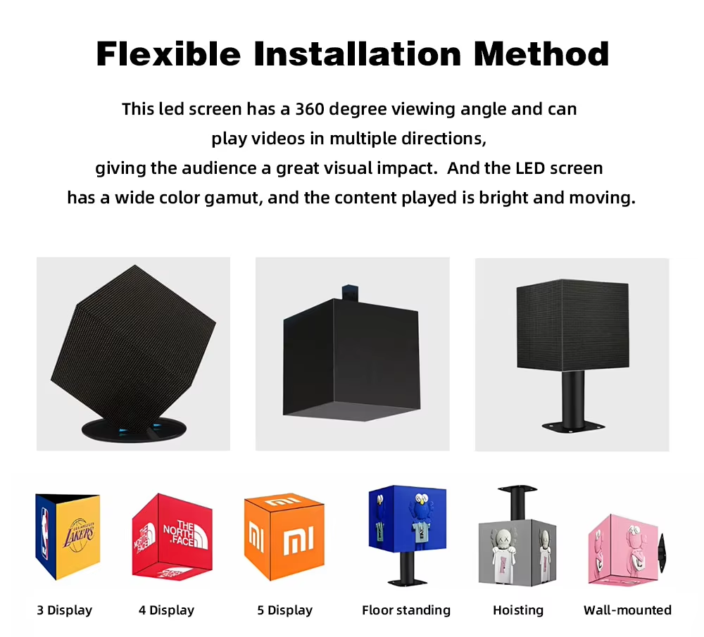 360° Viewing 6-Sided LED Rubik's Cube Display for Indoor/Outdoor 360° Viewing 6-Sided LED Rubik's Cube Display for Indoor/Outdoor