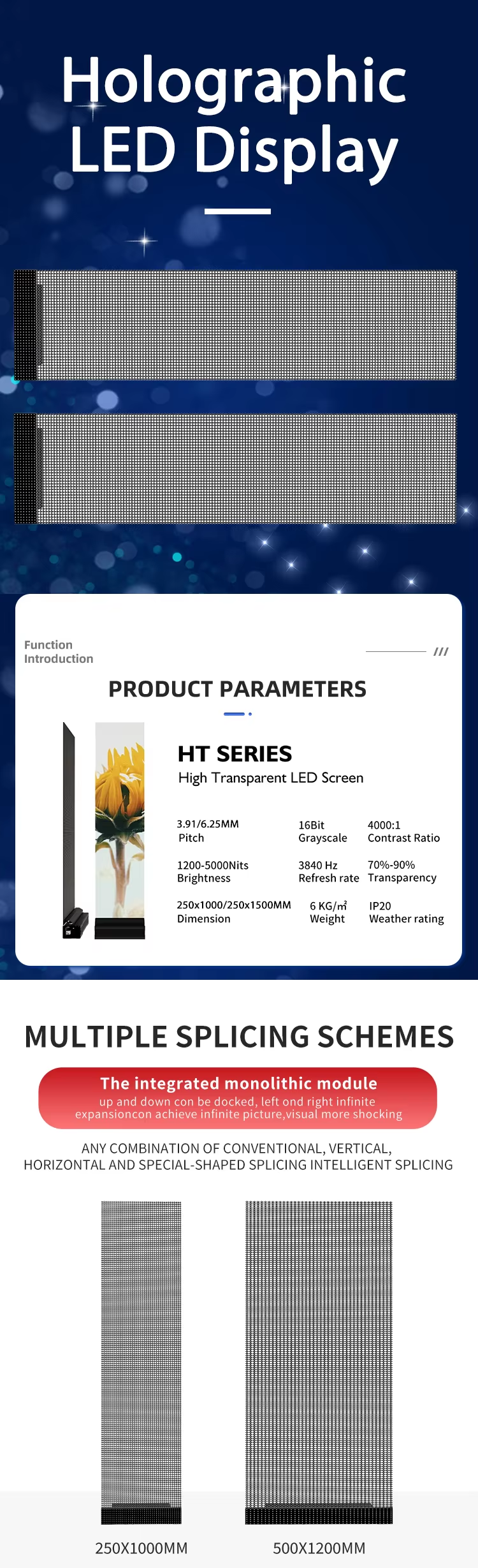 Ultra-Thin Holographic Transparent LED Display Panel